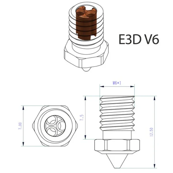 E3D V6 CHT Насадка из закаленной стали Насадка с высоким расходом - Image 9
